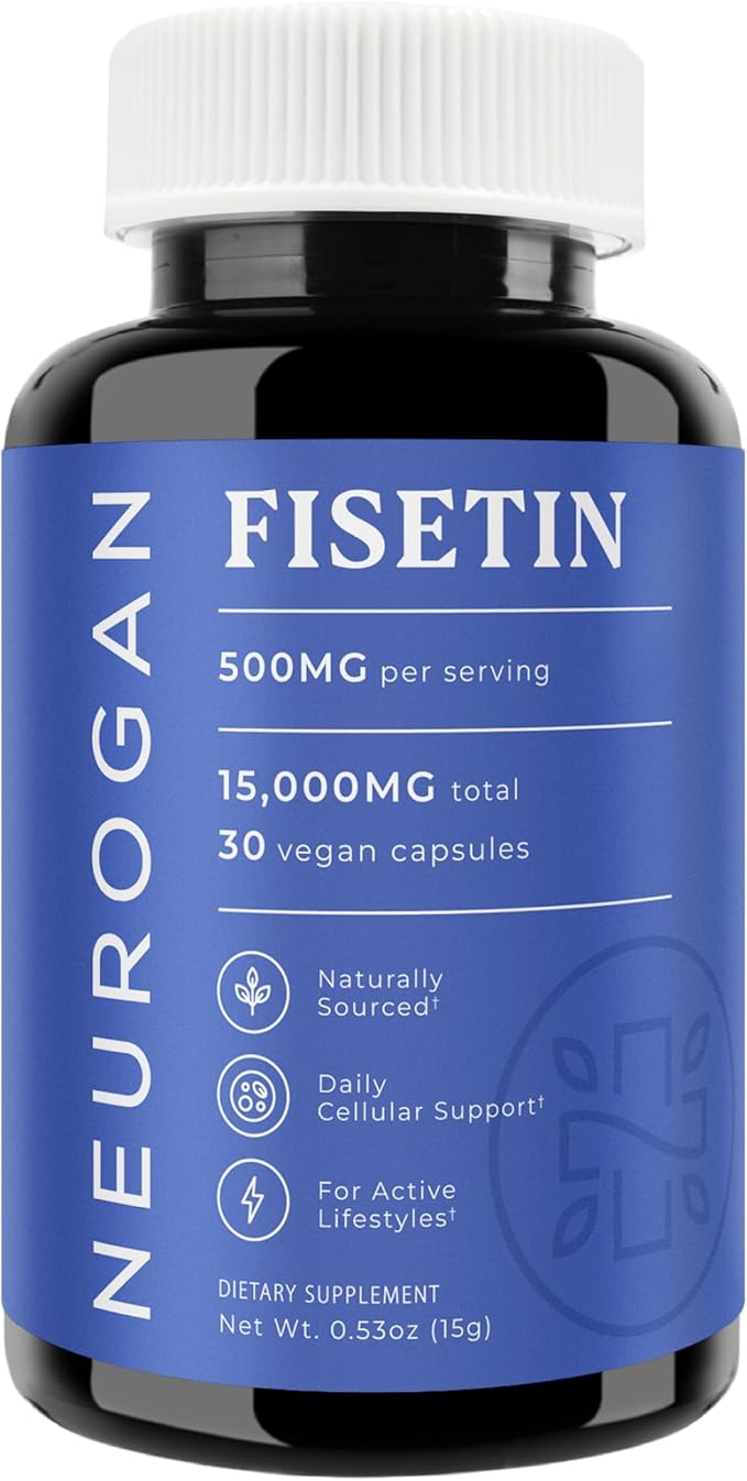 Neurogan Fisetin Supplement 500MG - 30 Count 98% Pure | Healthy-Aging & Brain Health Fisetin Capsules | Brain Supplements for Memory and Focus, Senolytic Support | Natural Polyphenols, Non-GMO