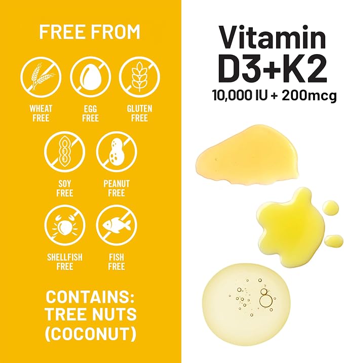 NatureWise Vitamin D3 10,000 IU Plus K2 (MK-7) 200 mcg with Organic Extra Virgin Coconut Oil - Supports Calcium Absorption, Bone, Heart & Immune Health - Non-GMO, Soy & Gluten-Free - 90 Softgels