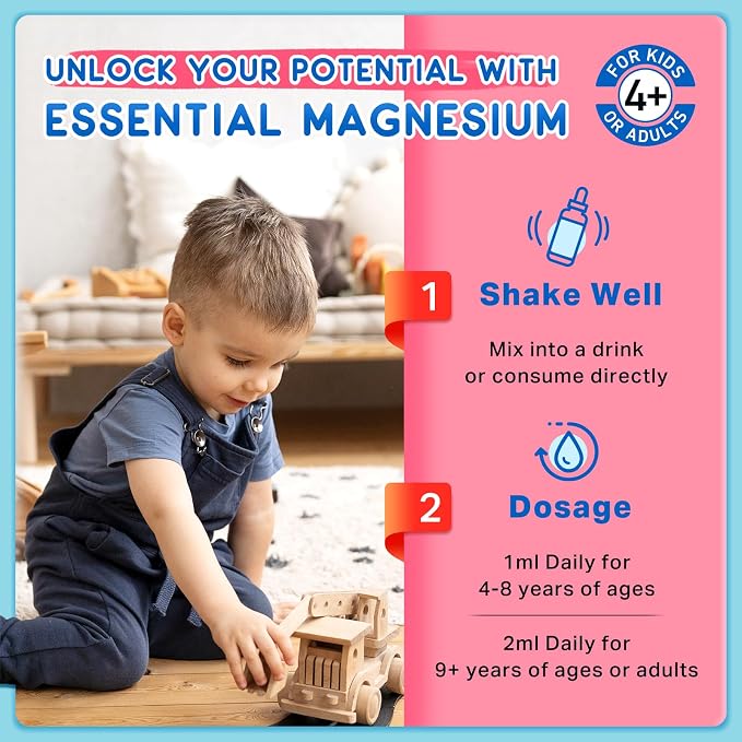 Magnesium Glycinate Liquid for Kids, Kids Magnesium Liquid Drops Supplement with L-Theanine, Calcium, Zinc, Vitamin D3 K2 for Sleep Calm Relaxation Brain Bones Focus, Mixed Berry Flavor 2 Fl Oz