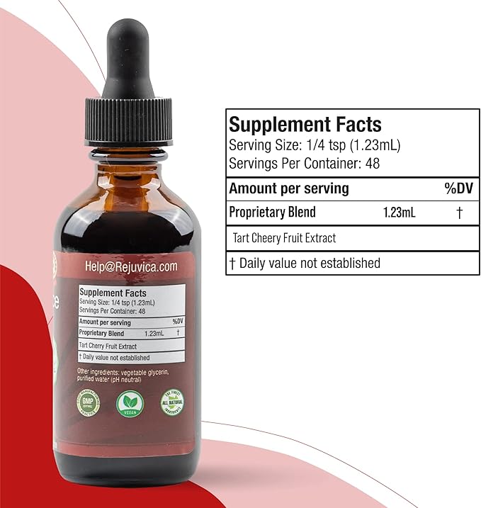 Rejuvica Health Cherry Force - Advanced Tart Cherry Extract - Real Tart Cherries - Rich in Phytonutrients - Liquid Extract for Better Absorption