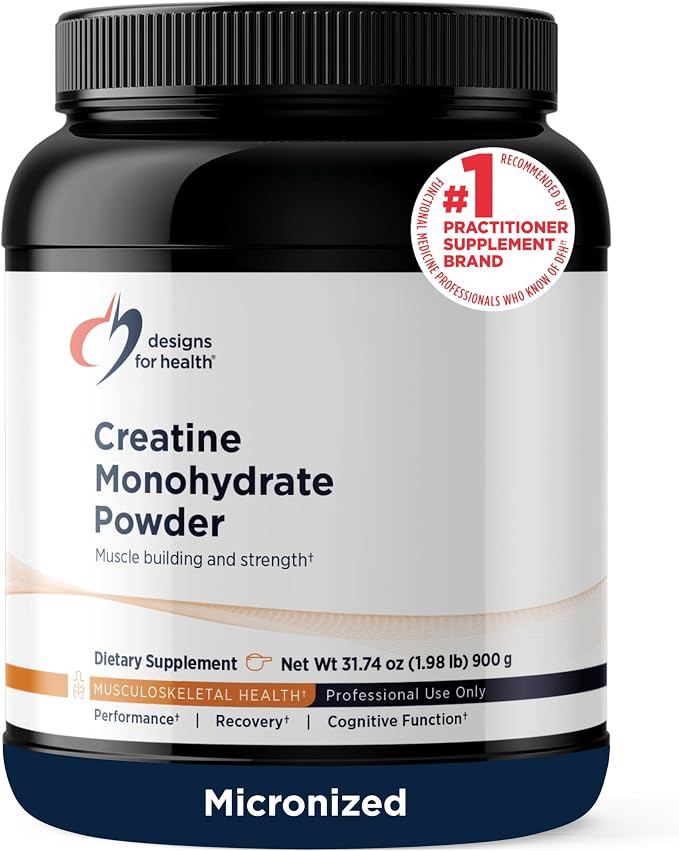 Designs for Health Creatine Monohydrate Powder - Unflavored Micronized Creatine Powder for Women & Men to Support Muscle Strength, Exercise + Brain Health, Pure Creatine Monohydrate 5g (180 Servings)