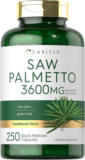 Carlyle Saw Palmetto for Men and Women | 250 Capsules | Herb Extract Supplement | Serenoa Repens | Non-GMO and Gluten Free