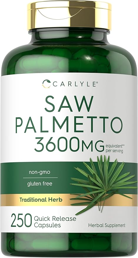 Carlyle Saw Palmetto for Men and Women | 250 Capsules | Herb Extract Supplement | Serenoa Repens | Non-GMO and Gluten Free