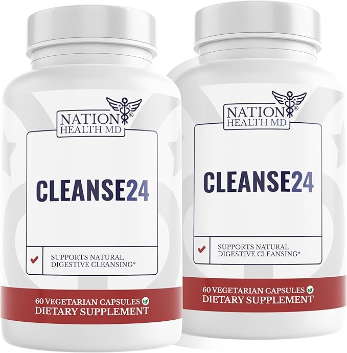 Cleanse24 - Intestinal Cleanse for Humans with Wormwood, Papaya, Black Walnut - Herbal Intestinal Cleanse, Gut Cleanse for Men & Women, 120 Capsules