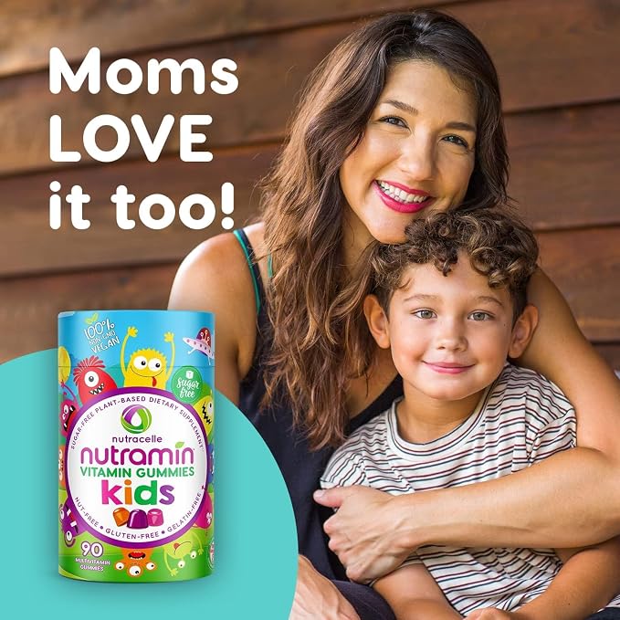 Nutracelle NUTRAMIN Sugar-Free, Allergen-Free 100% Vegan Gummy Multivitamins for Kids - Great Tasting Natural Gummies Your Kids Will Love - 60 Count Bottle