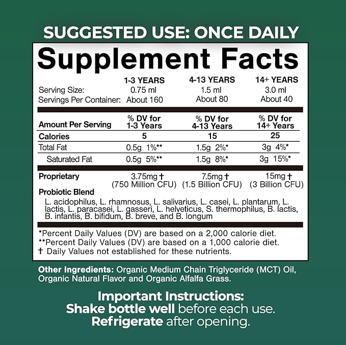 USDA Organic Liquid Probiotics for Men, Women & Kids | 15 Clinically Studied Strains | Digestive Support, Immune & Gut Health | Maximum Strength | 98% Absorption | Vegan, Non-GMO | 40 Serv