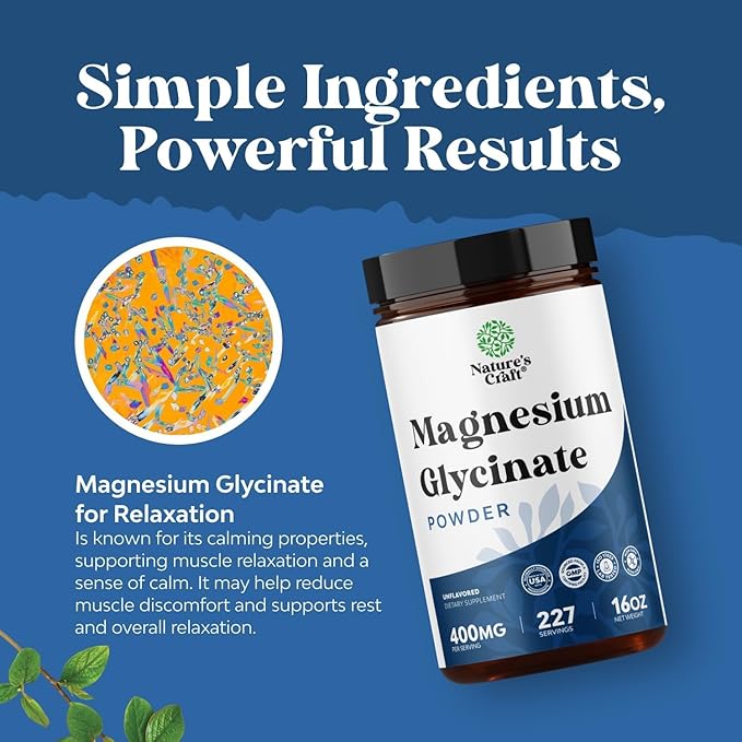 Potent Magnesium Glycinate Powder 400mg - Calm Magnesium Powder Bulk for Muscle Relax, Calm & Sleep Support for Adults - Glycinate Mag Soothe Vegan & Non-GMO Supplement - 3 Pack