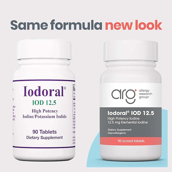 ARG Optimox Iodoral 12.5 mg - Iodine & Potassium Iodide Supplement for Thyroid & Metabolic Balance Support - Free of Soy & Gluten - 90 Servings - 90 Tablets