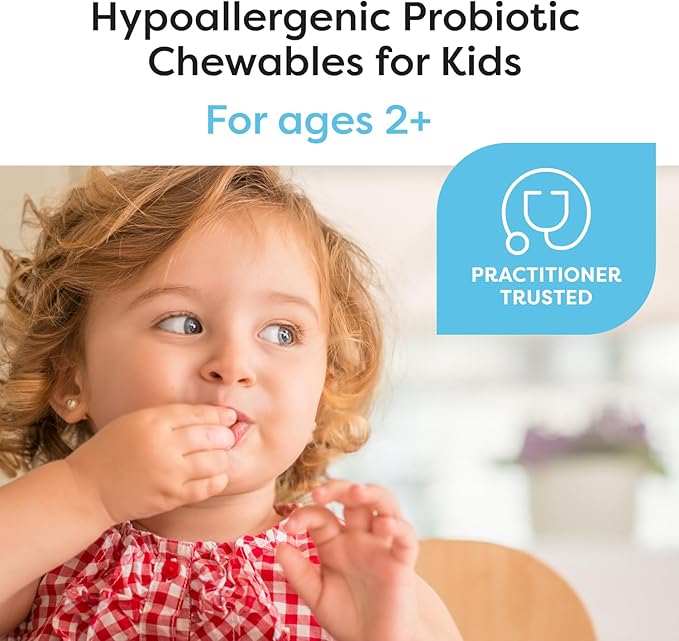 Klaire Labs SFI Health Ther-Biotic Kids Probiotic Chewables - Hypoallergenic Probiotics for Kids - 25 Billion CFU in Prebiotic Inulin - Cherry-Flavored (60 Chewable Tablets)