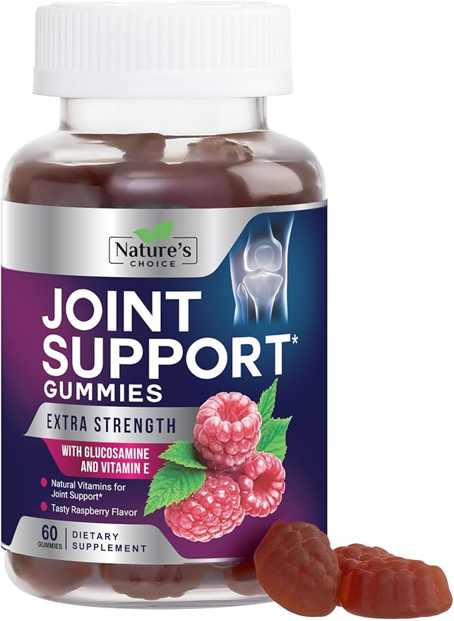 Joint Support Gummies - Extra Strength Glucosamine Gummy Supplement with Vitamin E - Natural Cartilage Joint Health & Flexibility Support, Best Support Glucosamine Chew for Men & Women - 60 Gummies
