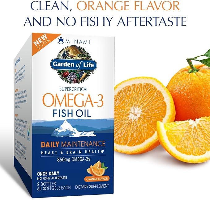 Garden of Life EPA/DHA Omega 3 Fish Oil - Minami Natural Brain Function, Heart and Mood Supplement, 120 Count (60-ct 2-Pack)