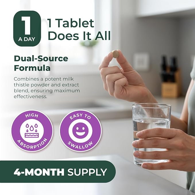 PurePremium Milk Thistle Supplement – Liver Cleanse Detox & Repair, 80% Silymarin Standardized Extract – 450mg Complex Supports Normal Liver Function – Non-GMO, Gluten-Free - 120 Supply
