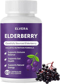 Elderberry - EIvera Gut Support Complex, Organic Black Elderberry Capsules, with Zinc & Vitamin C for Digestive Balance, Immune Support (1)