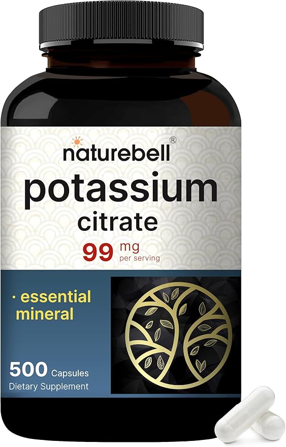 Potassium Citrate Supplement 99mg, 500 Capsules | Chelated Mineral Supplements – Essential Mineral Electrolyte – Non-GMO, Gluten Free