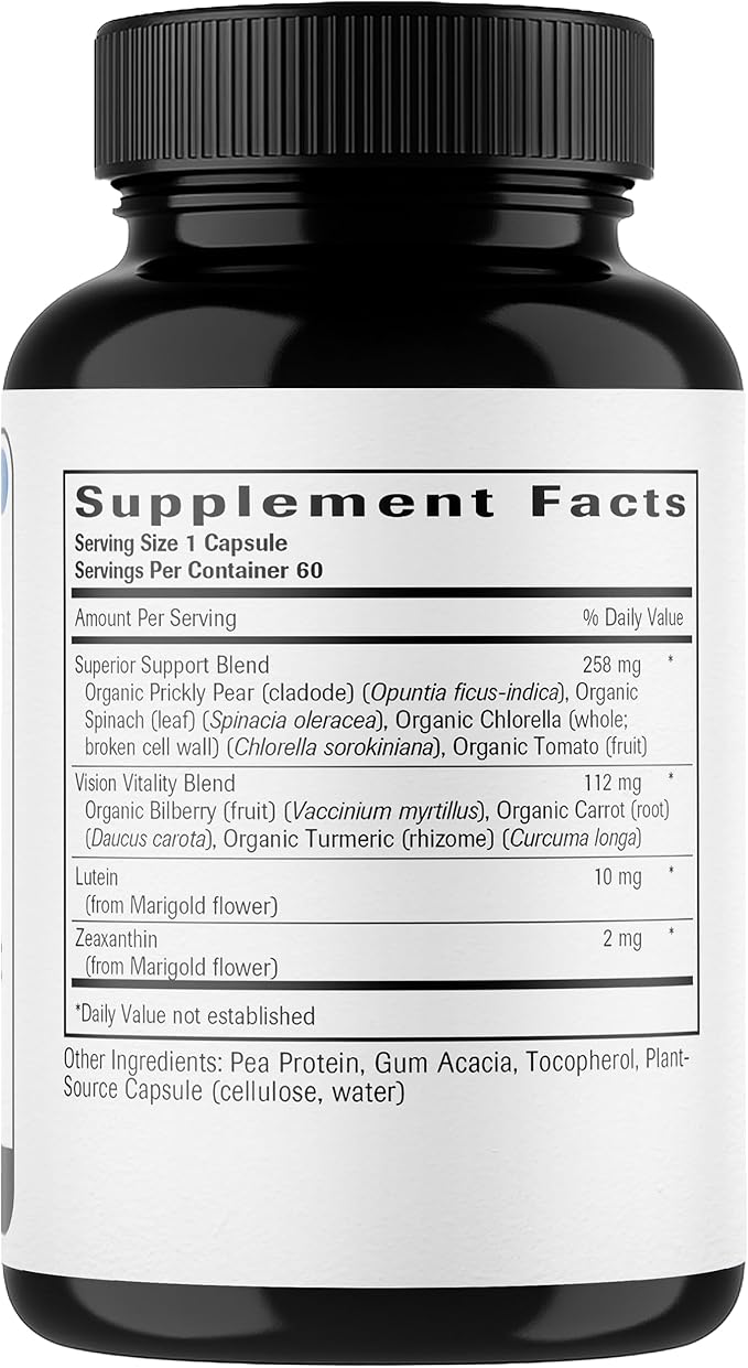 Dr. Grossman’s Whole Food Advanced Eye & Vision Support Formula – Eye Supplement with Lutein, Zeaxanthin, Bilberry & Prickly Pear – Natural Supplement Blend for Eye Health & Clear Vision – 60 Capsules