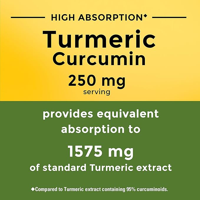 Nature Made High Absorption Turmeric Curcumin Supplement Capsules, Turmeric Supplement, Muscle and Joint Support, 30 Capsules, 30 Day Supply