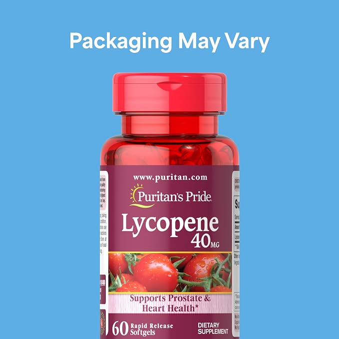 Puritan's Pride Premium Lycopene 40mg, Dietary Supplement for Prostate, Antioxidant, Heart Health, and Overall Health Support, 2 Month Supply, 60 Rapid Release Softgels, 2 Pack