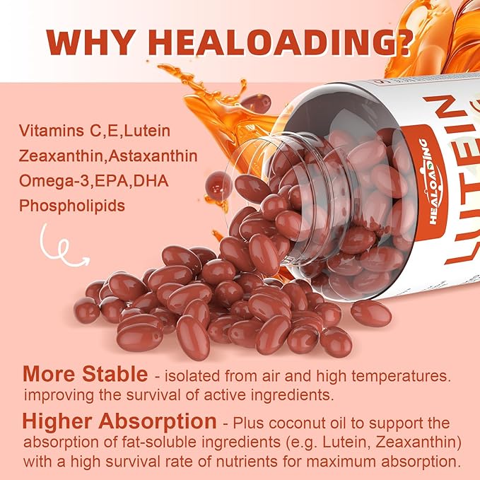 Lutein and Zeaxanthin Supplement Softgels: Eye Vitamins and Supplements with Vitamins C, E, Omega 3, Lutein & Zeaxanthin for Improving Vision and Relieving Eye Fatigue