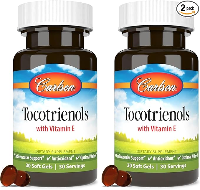 Carlson - Tocotrienols, 40 mg, with Natural-Source Vitamin E, Gamma, Alpha, Delta, Beta, Sustainably Sourced, 30 Softgels (Pack of 2)