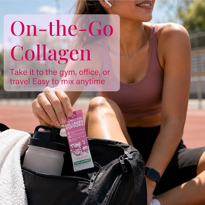 Multi Collagen Peptides Powder - 10g Hydrolyzed Collagen Peptides Type I, II, III, V & X with Biotin, Hyaluronic Acid & Prebiotics, Support Hair, Skin, Nail, Bone & Digestive Health, Non-GMO丨30 Sticks