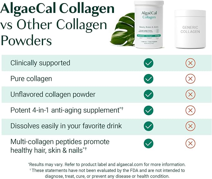 ALGAECAL Collagen Peptides Powder – Multi Collagen Peptides with VERISOL®, FORTIGEL®, UC-II®, FORTIBONE®, Hydrolyzed Collagen for Women & Men, Type 2 Collagen, 30 Servings (3 Packs)