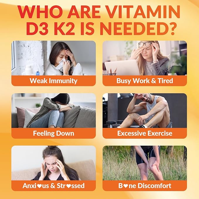 Vitamin D3 10000iu & K2 (as MK7) 200mcg Gummies w/Calcium, Magnesium, Omega-3, Vitamin C, B12, K2 D3 Supplement for Women & Men - Vegan, Sugar Free