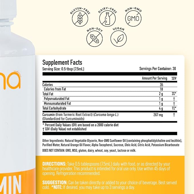 Manna Vitamins Evolved Liposomal Liquid Curcumin for Advanced Absorption Best Turmeric Supplement for Daily Joint & Immune Health Support - Vegan, Non-GMO, 95% Curcuminoids (2 Pack)