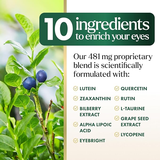 Eye Vitamins Supplements - 3x Strength Eye Health Vitamin with Lutein and Zeaxanthin - Vision Macular Health & Dry Eyes Support With Zinc, Vitamins C E & Minerals, Bottled in USA - 120 Capsules