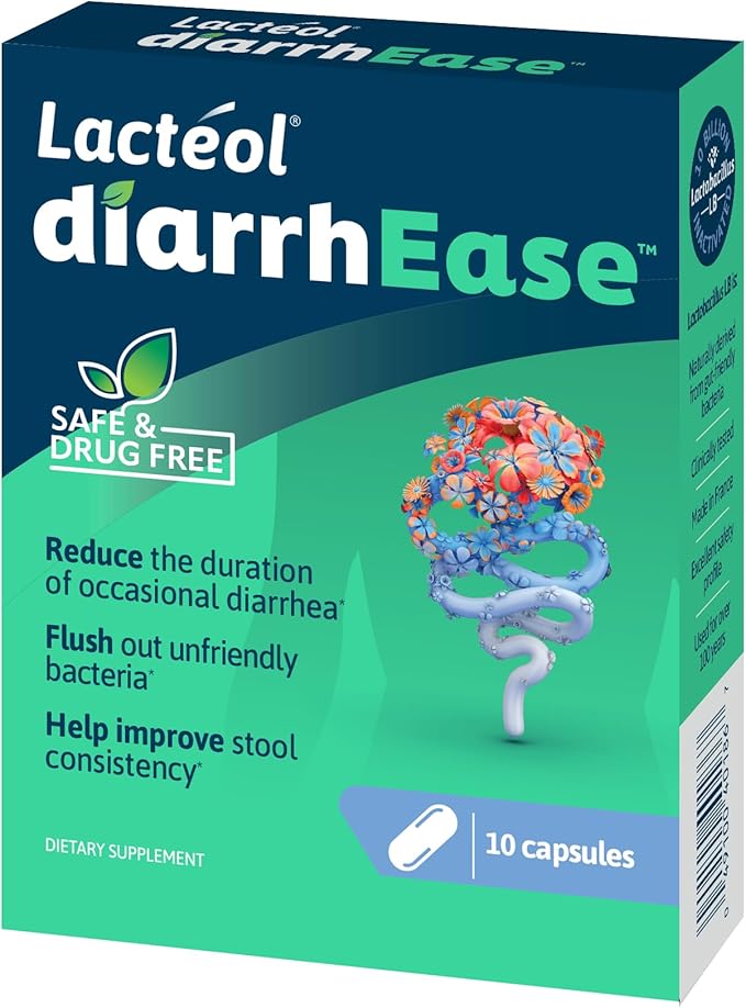 Lactéol DiarrhEase- a Safe, Drug Free and Clinically Tested Postbiotic Strain that Helps Soothes Occasional Digestive Upset and Shortens the Duration of Occasional Diarrhea, 10 Count