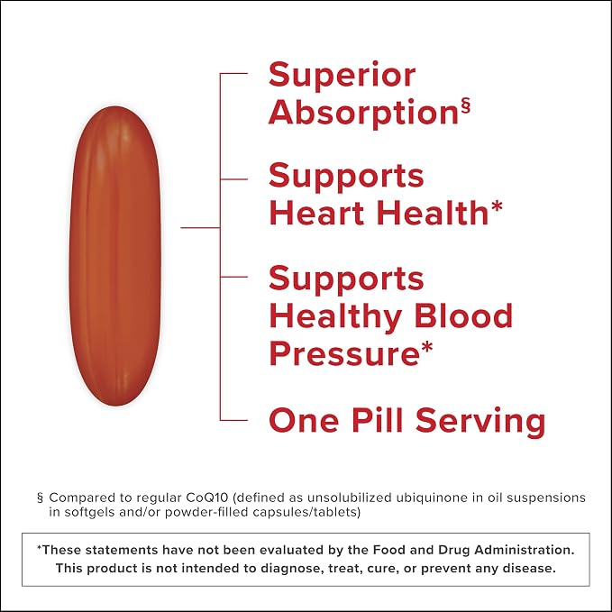 Qunol Mega Ubiquinol 100mg CoQ10, Superior Absorption, Patented Water and Fat Soluble Natural Supplement Form of Coenzyme Q10, Antioxidant for Heart Health, 100 Count Softgels