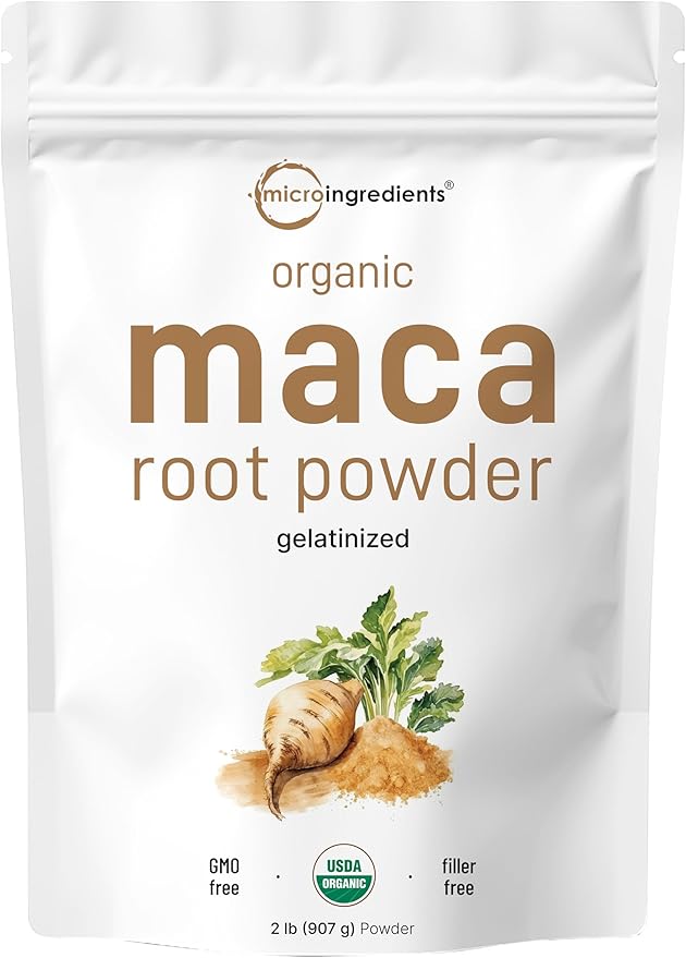 Micro Ingredients Organic Maca Root Powder, 2 Pound, Gelatinized for Better Absorption, Rich in Antioxidants, No GMOs, Vegan Friendly and Peru Origin