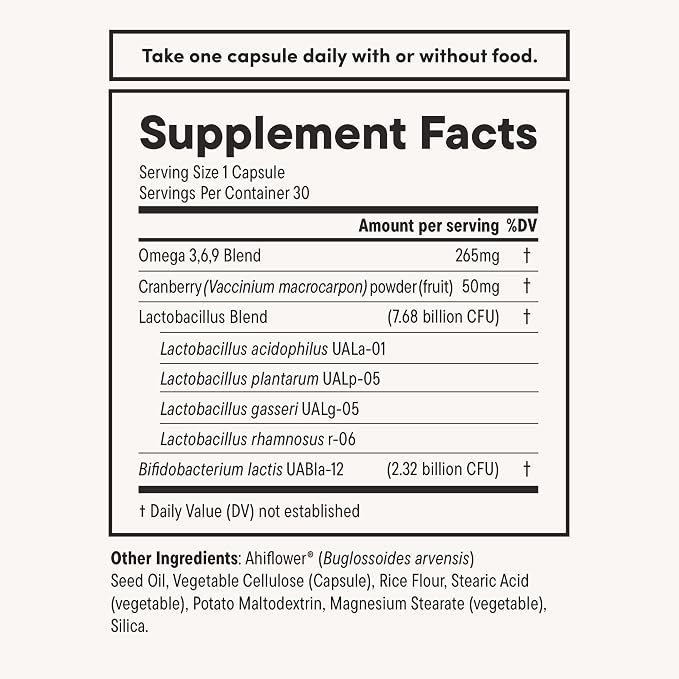 Daily Nouri Probiotics for Women | Vaginal Health + Urinary Tract Support | Vaginal pH & Microbiome Balance | 5 Clinically Studied Strains + Cranberry & Omega | 30-Day Supply