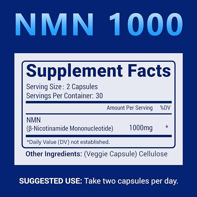NMN 1000mg Per Serving Maximum Strength - 99% Pure NMN (Nicotinamide Mononucleotide) for NAD, Cell, Immune, Energy, Anti-Aging & Longevity, Stabilized NMN Supplements 1000mg - 240 Veggie Capsules