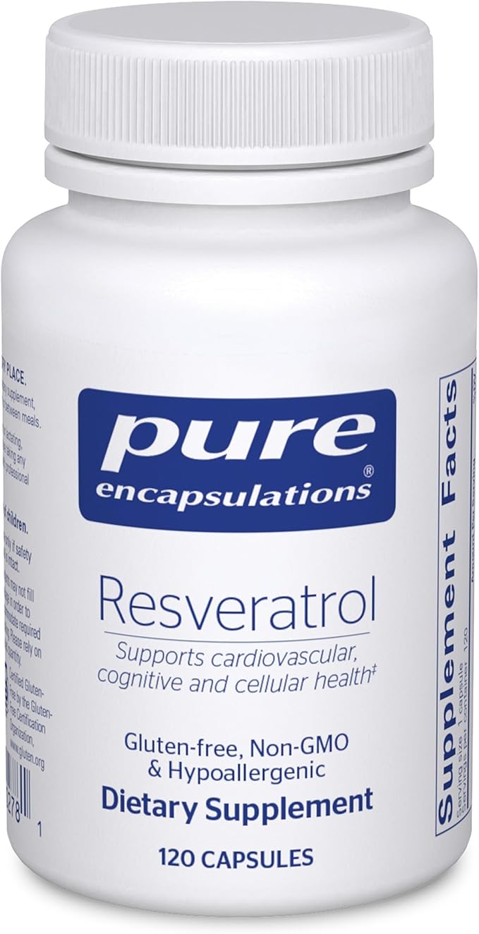 Pure Encapsulations Resveratrol - Cardiovascular, Cellular Health & Memory Support* - 40 mg Trans-Resveratrol - Antioxidants Supplement - Gluten Free & Non-GMO - 120 Capsules