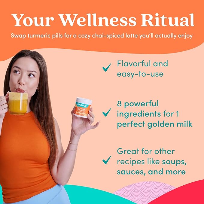 Further Food Superfood Turmeric Root Powder - Maximum Absorption, Natural Immune Booster, Golden Milk Blend, Sugar Free, Keto, Vegan, Non-GMO, 6.35 Oz