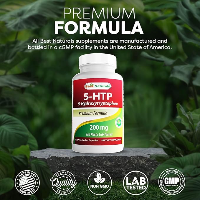 Best Naturals 5-HTP 200 mg 120 Vegetarian Capsules