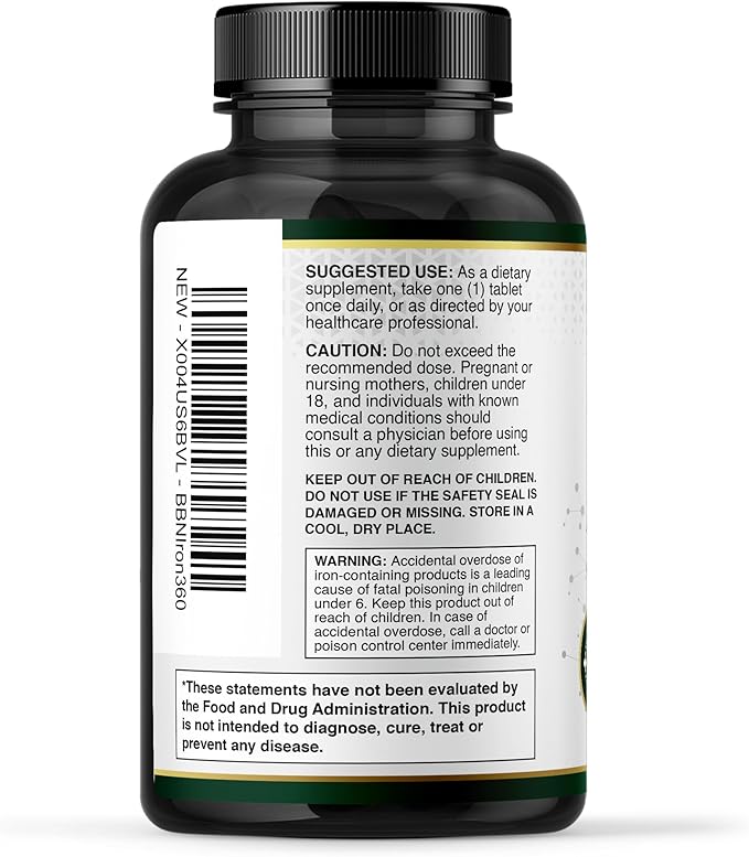 Built By Nature Iron Supplement – 100% Daily Value Iron Pills for Women – 18 mg Iron Tablets for Energy & Anemia Support – 360 Tablets