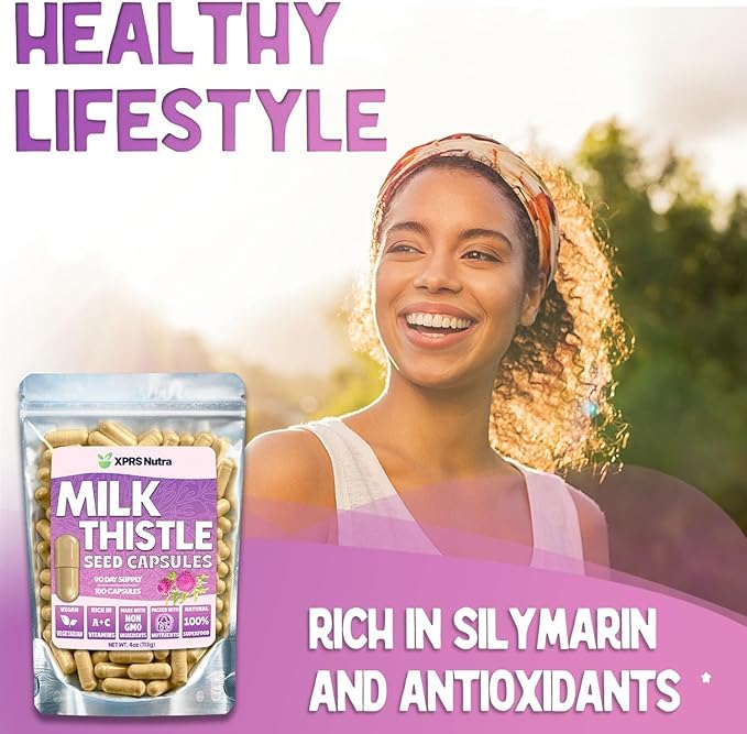 XPRS Nutra Milk Thistle Seed Capsules - 180 Count (3 Month Supply) Premium Milk Thistle Supplement Rich in Silymarin to Support the Liver and Digestion - Pure, Non-GMO Cardo Mariano Pills