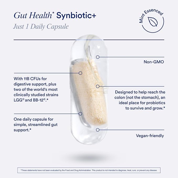 Ritual Synbiotic - Complete 3-in-1 Probiotic, Prebiotic, Postbiotic** - for Women and Men - to Support Gut, Digestive Health, Regularity, Bloating** - Vegan - One Daily Capsule - Mint - 30 Servings