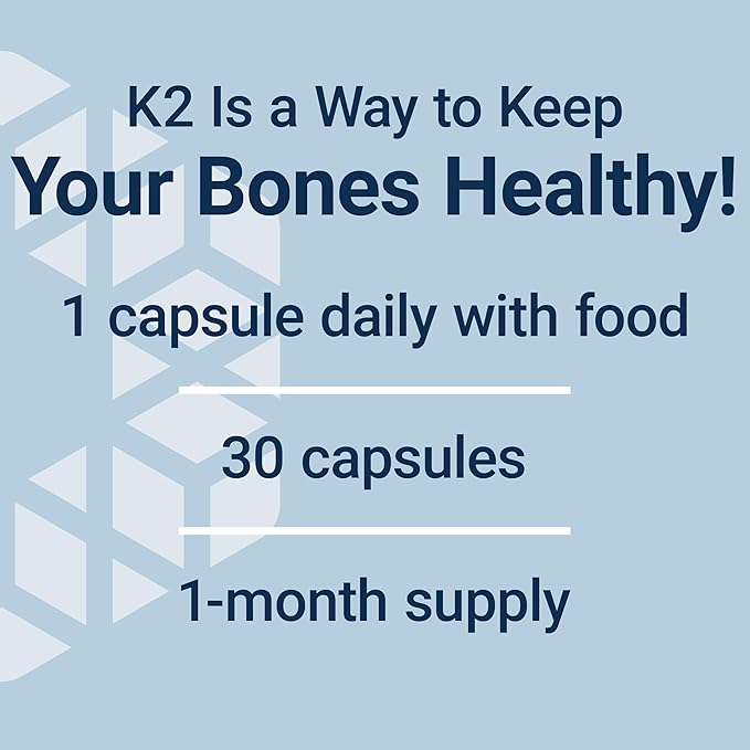 Life Extension Mega Vitamin K2 High Potency for Strong Bones, clinically studied 45 mg K2 dosage, promotes healthy bone density, gluten-free, non-GMO, 30 capsules