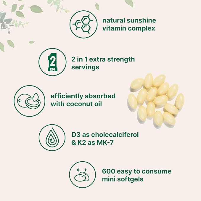 Micro Ingredients Vitamin D3 10,000 IU + K2 MK-7 200 mcg, 600 Softgels with Virgin Coconut Oil (2 Pack) | 2-in-1 Vitamins D & K Complex | Extra Strength, Easy to Swallow, Non-GMO, Gluten Free