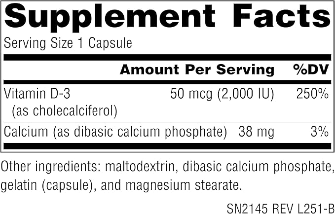 Source Naturals Vitamin D-3, Bioactive Form for Bone & Immune Health*, 50 mcg (2000 IU) - 200 Capsules