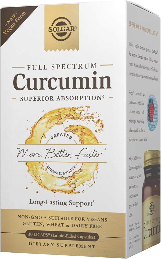 Solgar Full Spectrum Curcumin - 30 LiCaps - Superior Absorption - Brain, Joint & Immune Health - Non-GMO, Vegan, Gluten Free, Dairy Free - 30 Servings