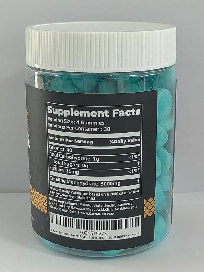 Nutravita NSF Certified Creatine Gummy - Creatine Monohydrate Gummies for Men & Women-5g of Creatine Monohydrate per Serving - Sugar Free,Vegan, Blueberry Flavor, 120 Count