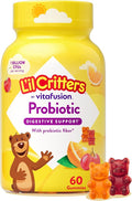 L’il Critters Probiotic Daily Gummy Supplement for Kids, for Digestive Health Support, Grape, Cherry and Orange Flavors, 60 Gummies