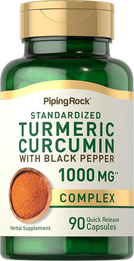 Piping Rock Turmeric Curcumin with Black Pepper | 90 Capsules | Herbal Complex Supplement with Bioperine Extract | Non-GMO, Gluten Free