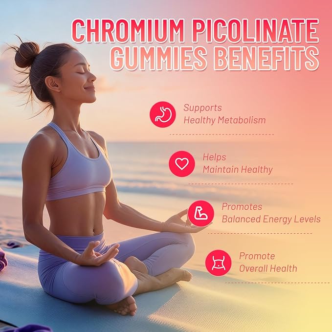 Chromium Picolinate Gummies 1000 mcg, Vegan, Gluten-Free, Peach Flavor, 60 Vegan Gummies
