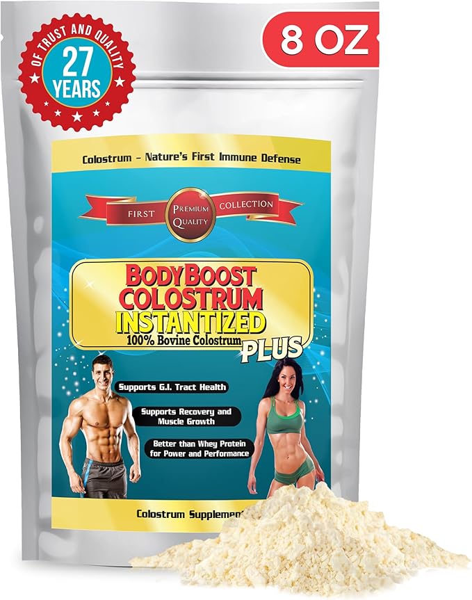 BodyBoost Colostrum Instantized, 99.5% Bovine Colostrum Powder, Immune Booster Supplement with Immunoglobulin & Lactoferrin, Grass Fed Colostrum, Food for Gut Health, Diverse Intake, 8 oz
