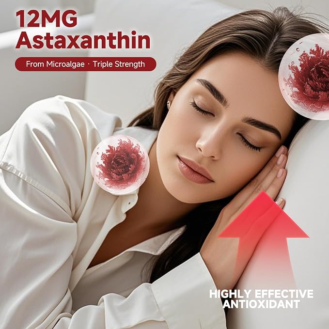 Astaxanthin 12mg, 120 Softgels, Premium Astaxanthin Antioxidant Supplements with Antioxidant Activity, Supports Eye, Skin Health, Immune, Internal Circulation