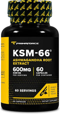 Primaforce KSM-66 Ashwagandha Root Extract (600mg) 60 Veggie Capsules - 5% Withanolides with BioPerine